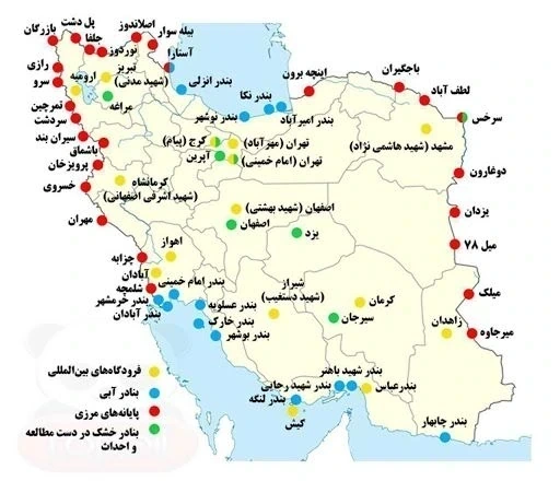 نقشه گمرک‌های کشور ایران